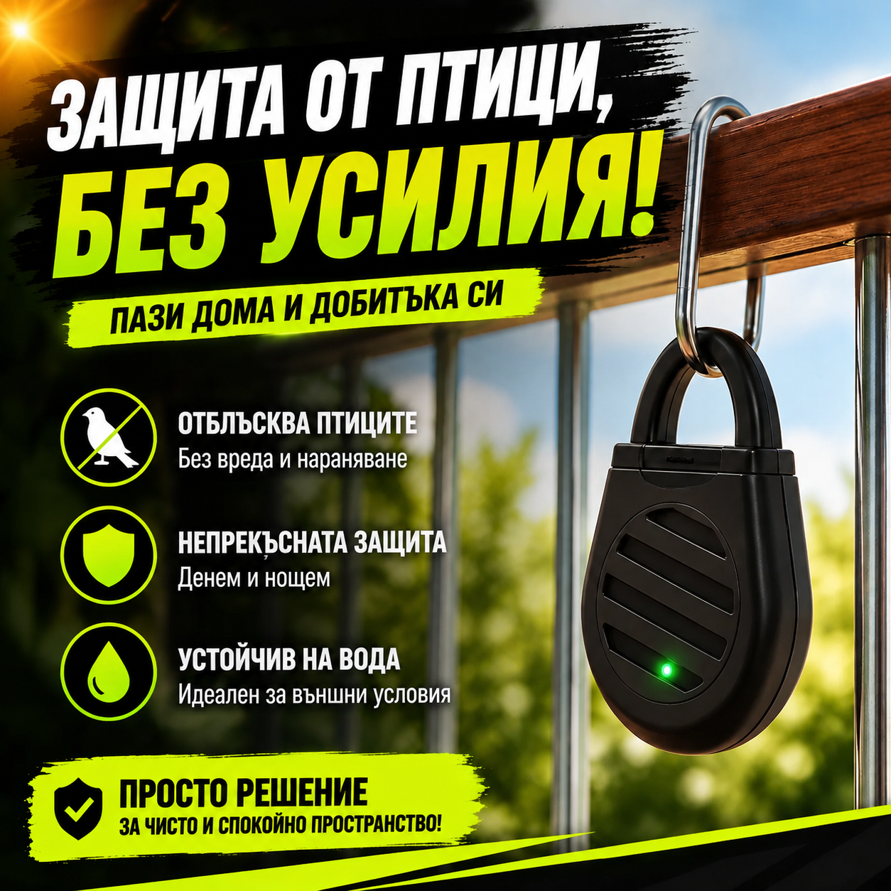 BirdAway™ ултразвуков ключодържател против птици